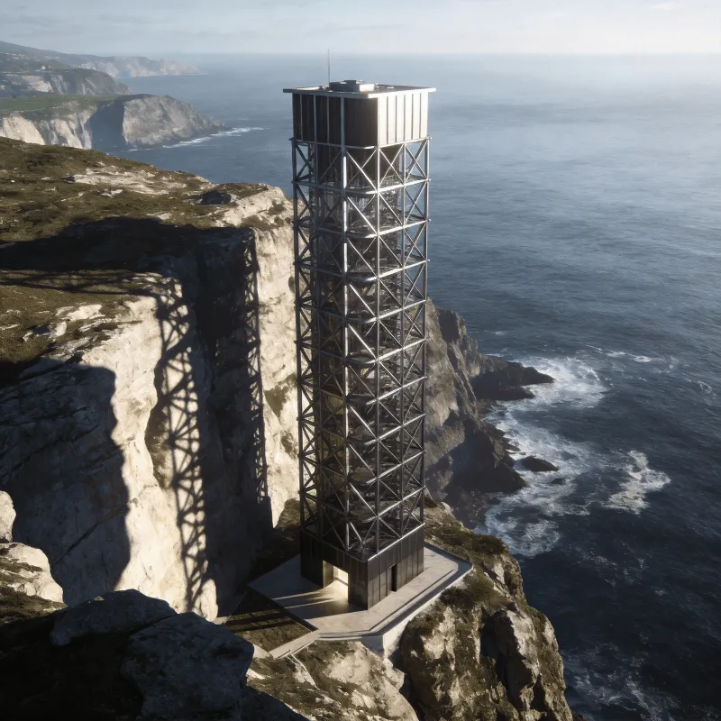 Tower with Steel Frame — Coastal Cliff
