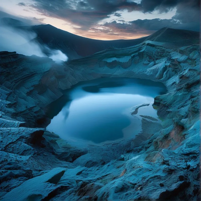 Blue Volcanic Crater Lake