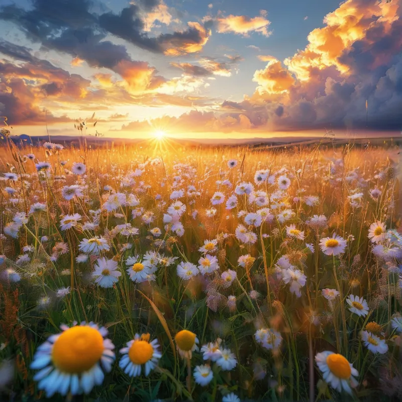 Sunset Daisy Field