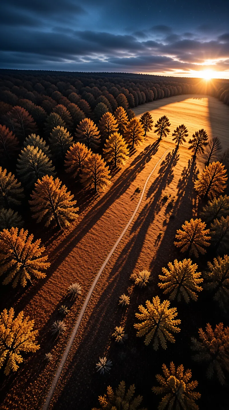 Golden Path in Autumn Forest