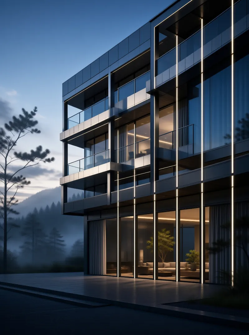 Modern Villa at Dusk