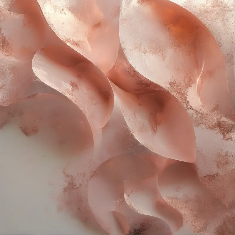 Smooth organic curves display beige and rose tones illuminated by gentle diffused lighting across the frame.