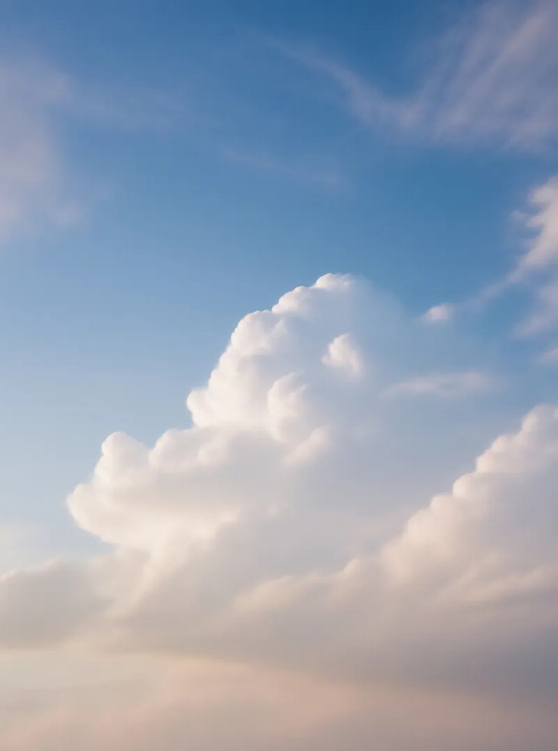 Fluffy Clouds in Blue Sky