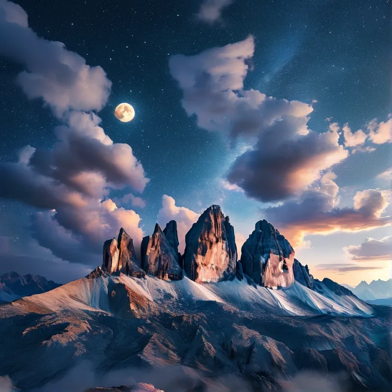 Moonlit Mountain Peaks