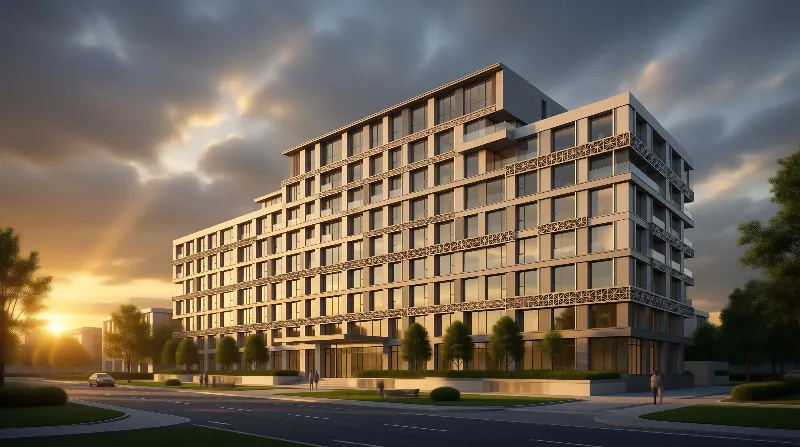 Modern Building at Sunset
