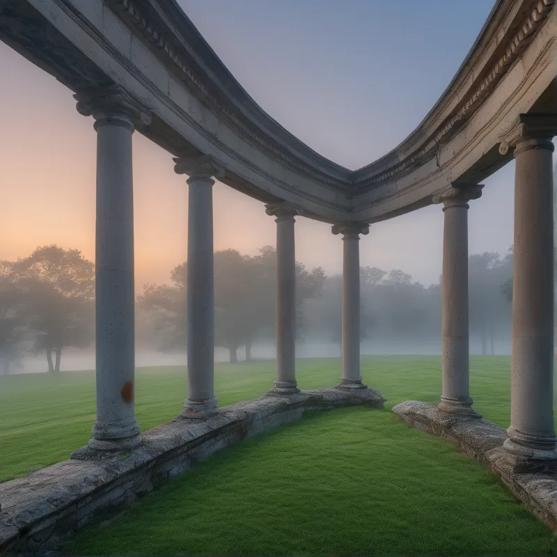 Misty Classical Colonnade