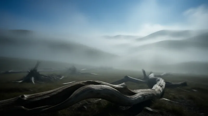 Misty Driftwood Landscape