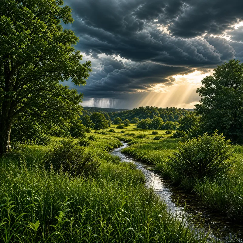 Stormy Sky With Sunbeams