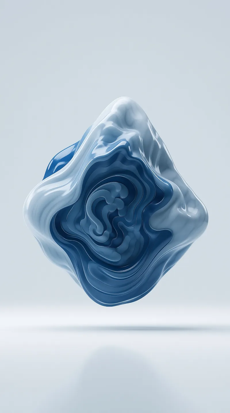 Abstract Blue Fluid Shape