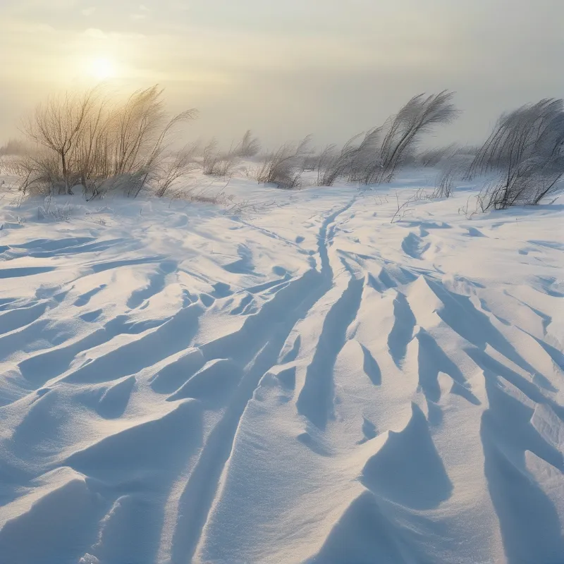 Snowy Path at Sunrise