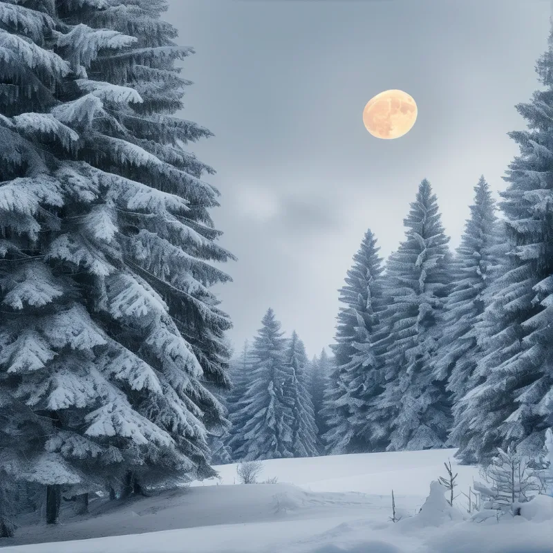 Winter Night with Full Moon