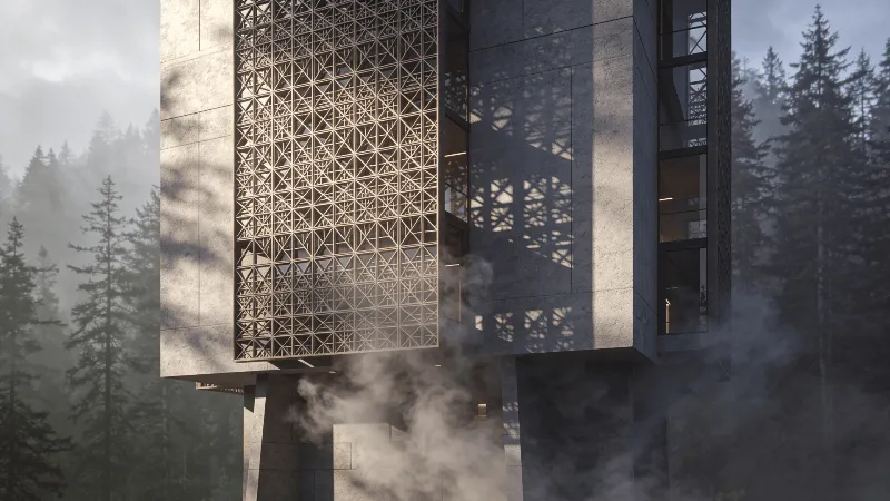 Observatory with Parametric Facade — Misty Forest