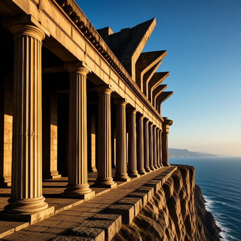 Greek Colonnade on Cliff