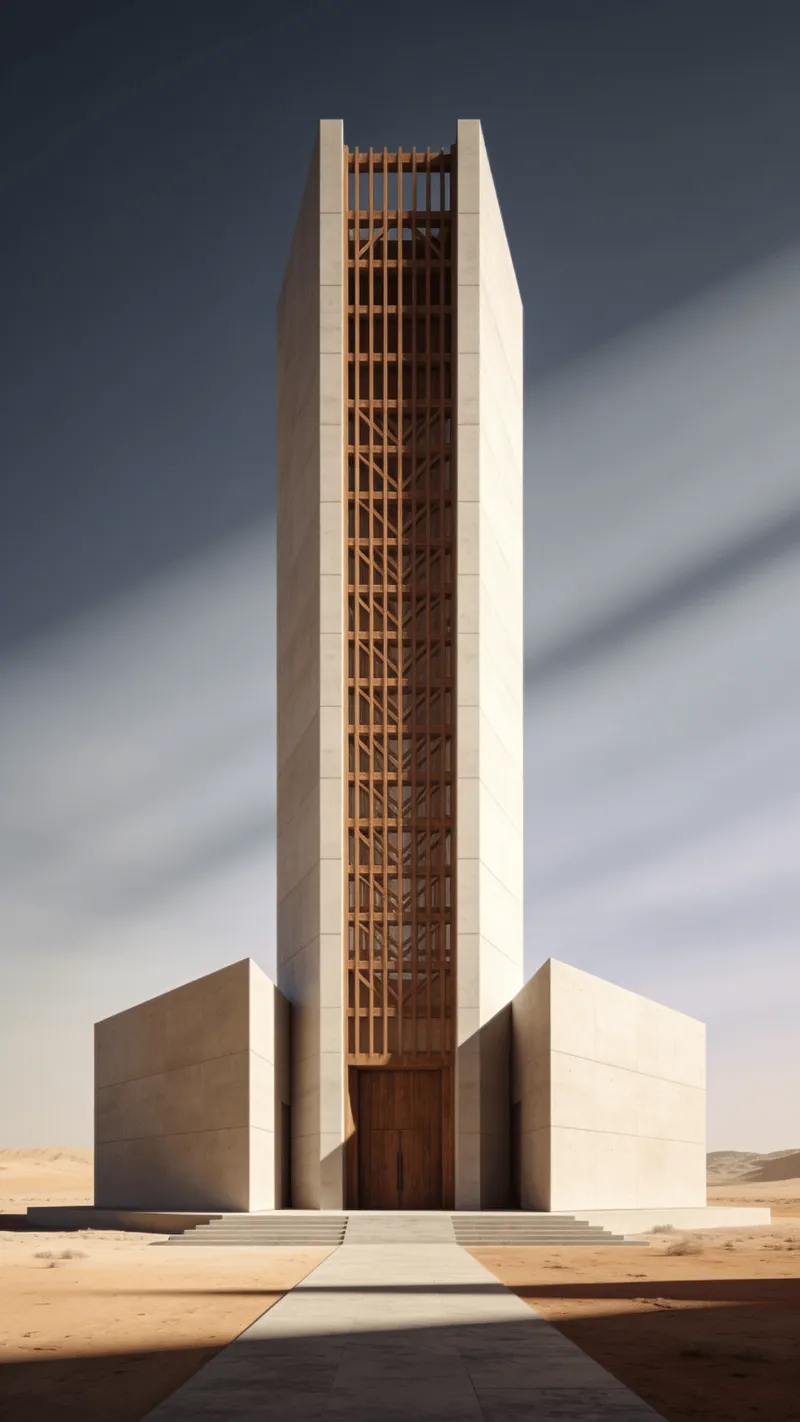 Tower with Wooden Lattice — Desert Plain