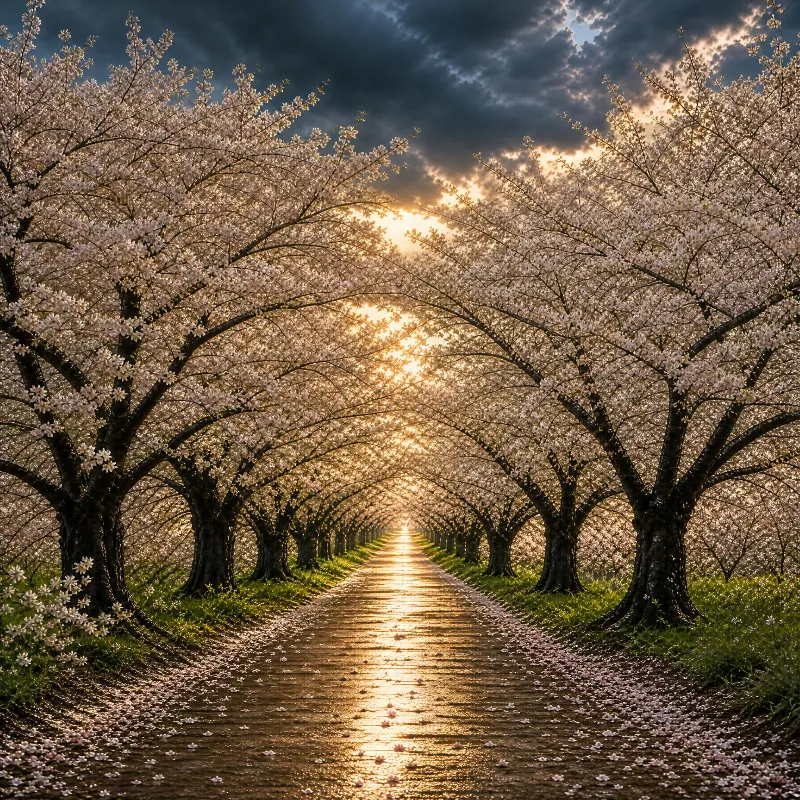 Cherry Blossom Tunnel Path