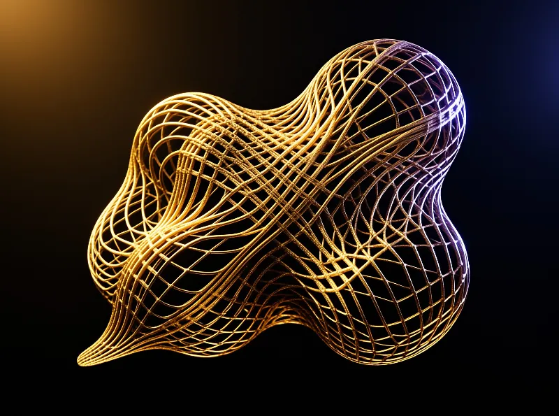 3D Golden Wireframe