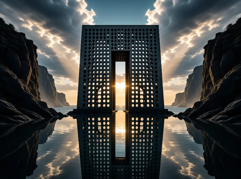 Perforated Gate at Sunset