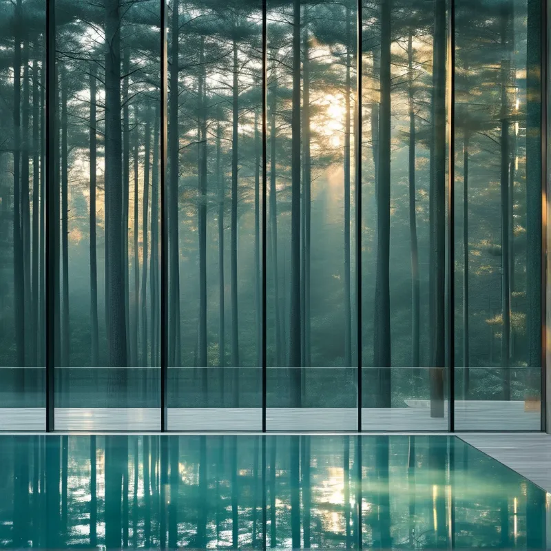 Sunlit Forest Reflection