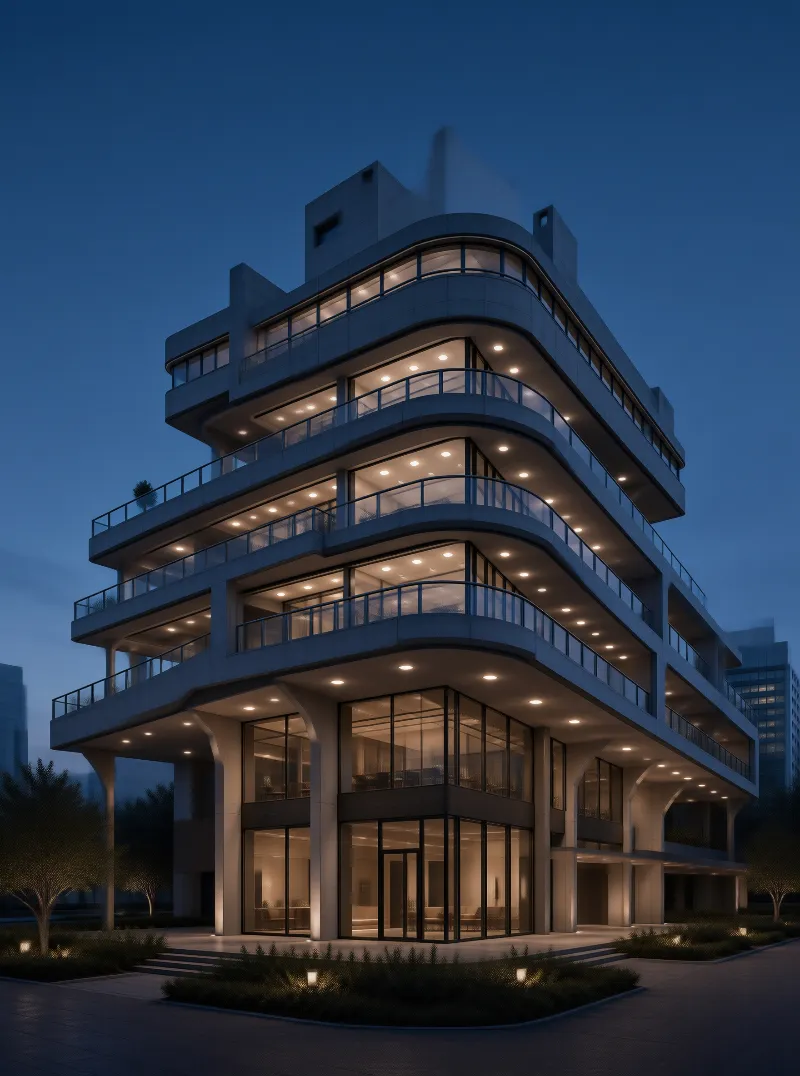 Modern Building at Night