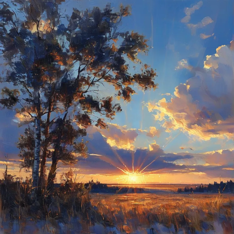 Sunset Landscape Painting