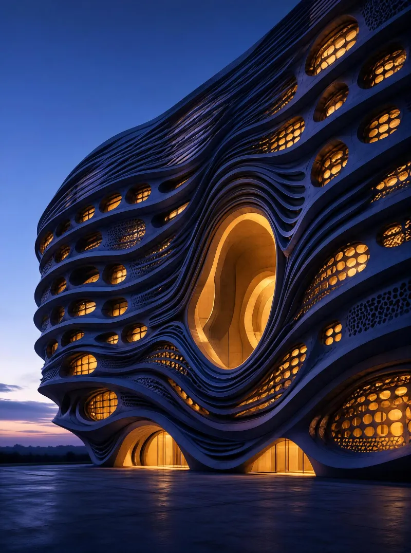 Wave-Shaped Contemporary Building