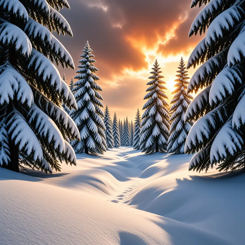 Winter Forest Sunset
