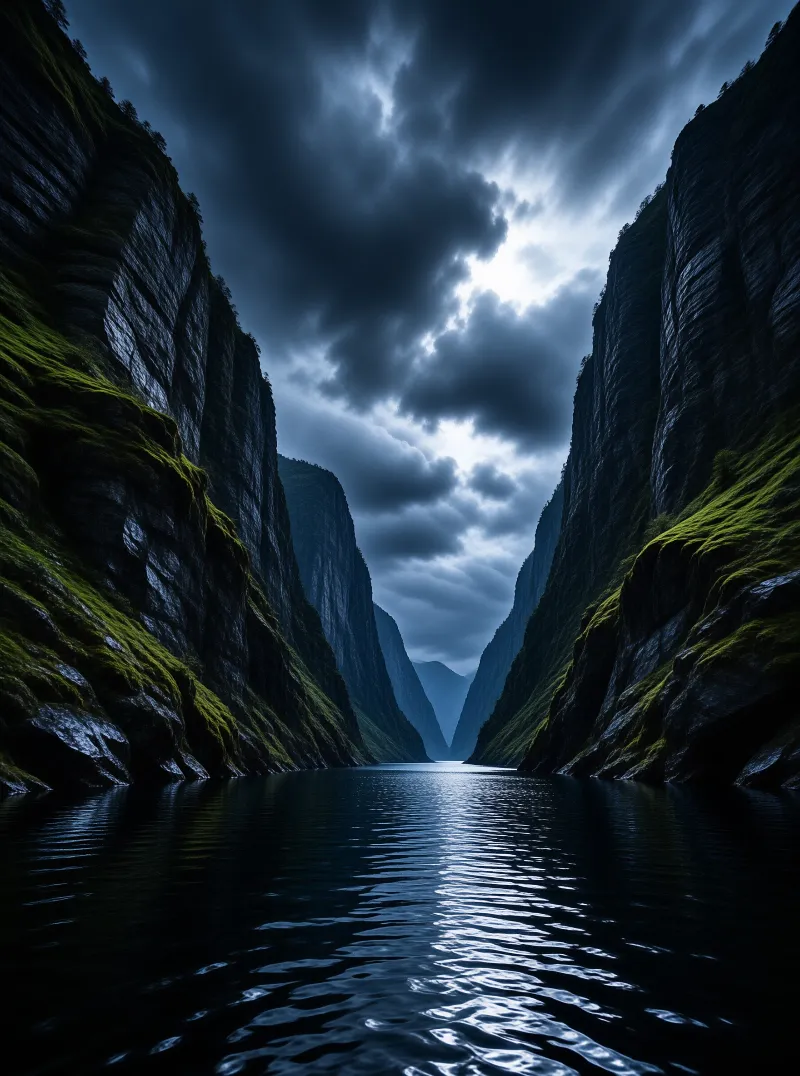 Dramatic Fjord Landscape