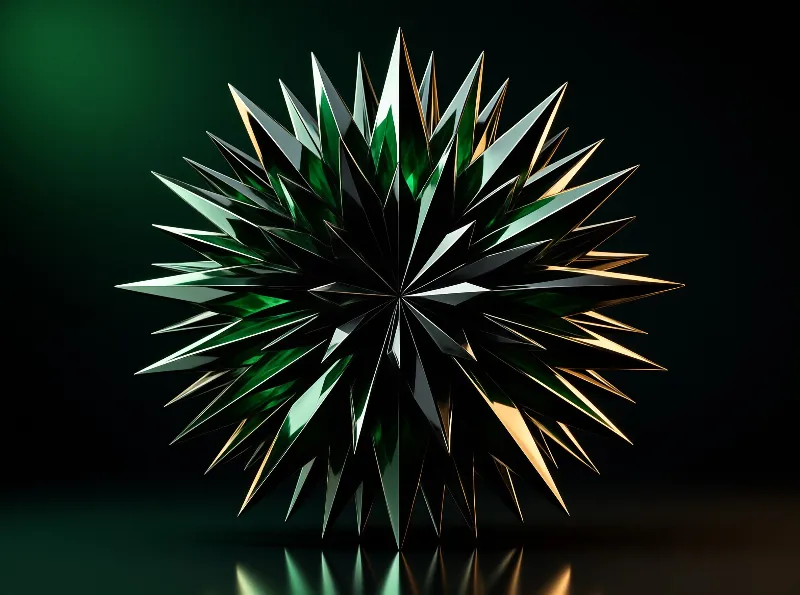 Green Metallic Spike Sphere