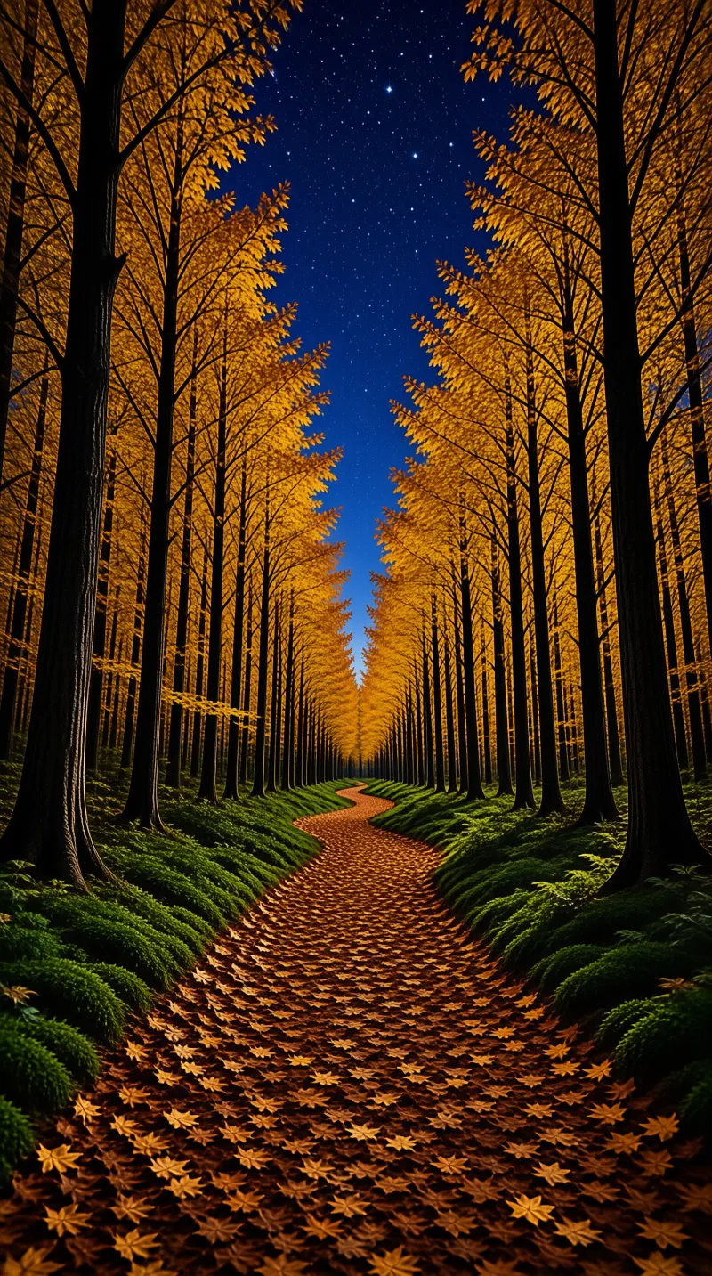 Starlit Autumn Forest Path