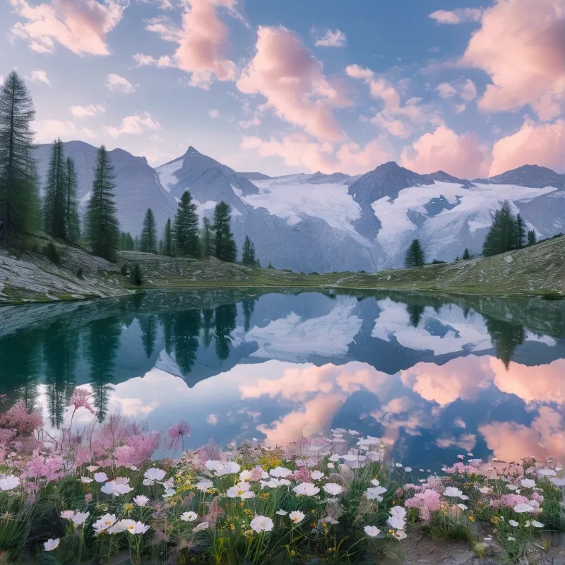Serene Alpine Lake Landscape