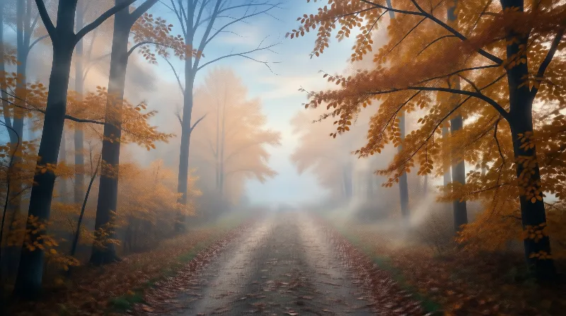 Misty Autumn Forest Path