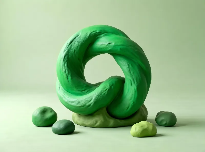 Green Twisted Ring Sculpture