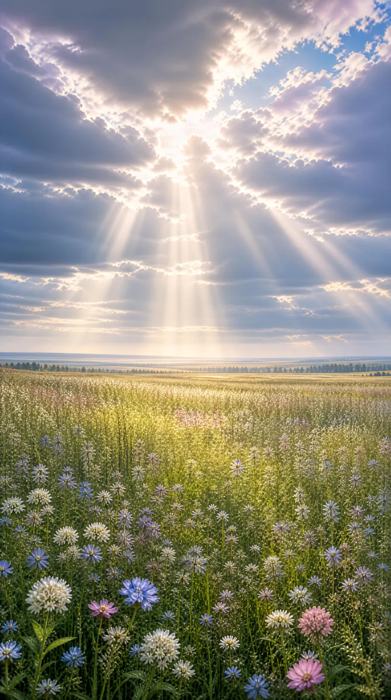 Sunlit Wildflower Field