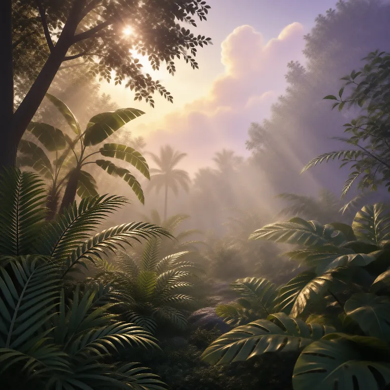 Sunlit Misty Jungle