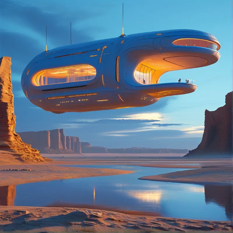 Floating Futuristic Desert Pod