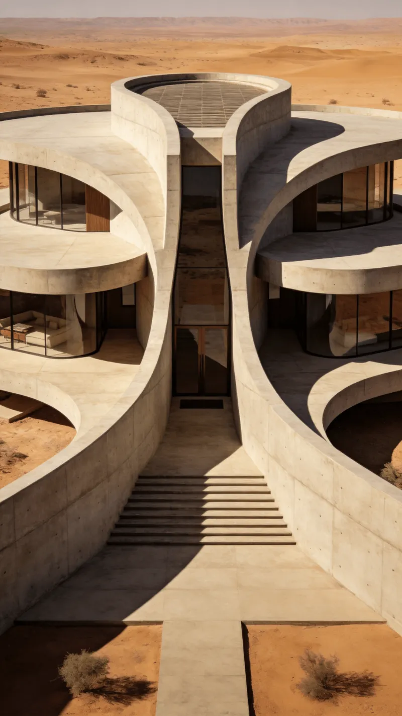 Villa with Curved Concrete — Desert Plain