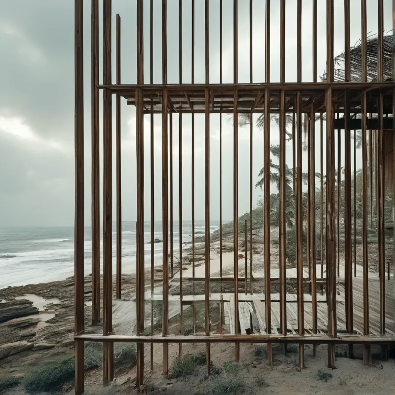 Wooden Structure on a Coastal Cliff