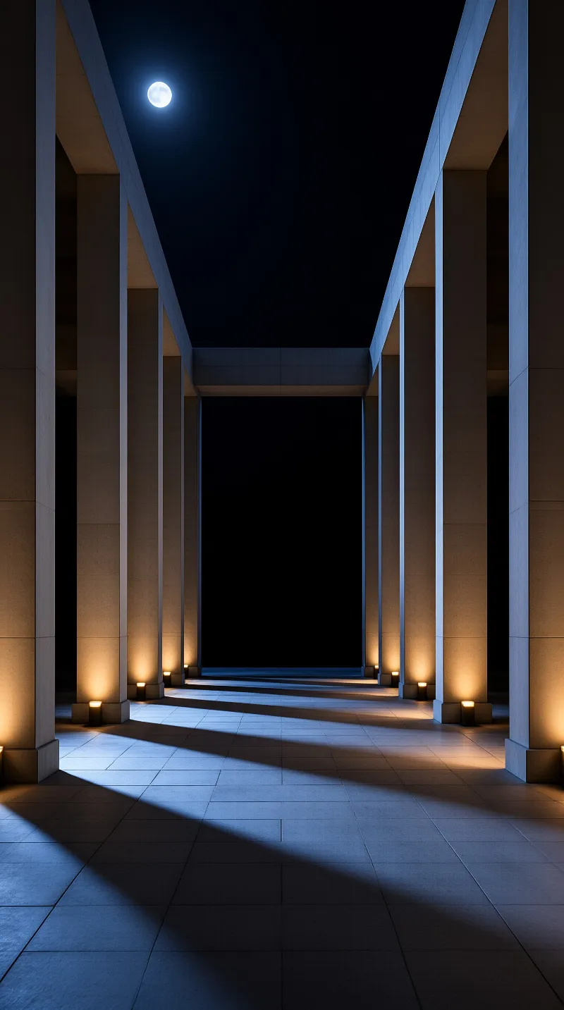 Moonlit Corridor at Night