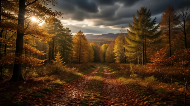 Golden Autumn Forest Path