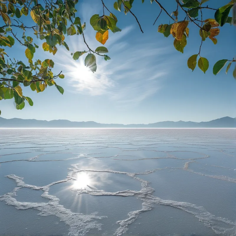 Sunny Day Over Cracked Lake