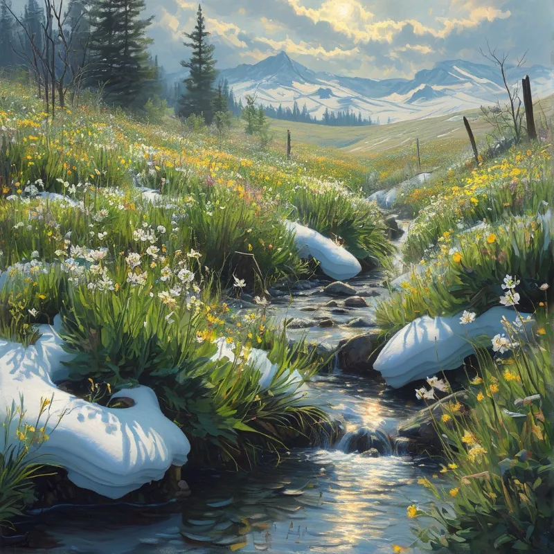 Spring Stream in Meadow