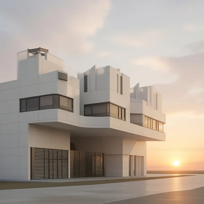 Modern White Villa at Sunset