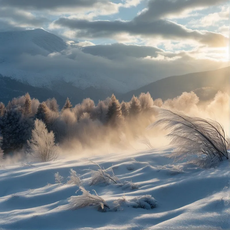 Snowy Mountain Sunrise