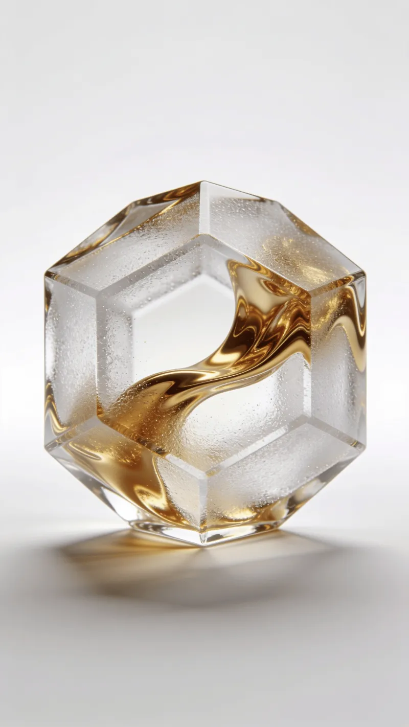 Frosted Glass, Liquid Gold Dodecahedron