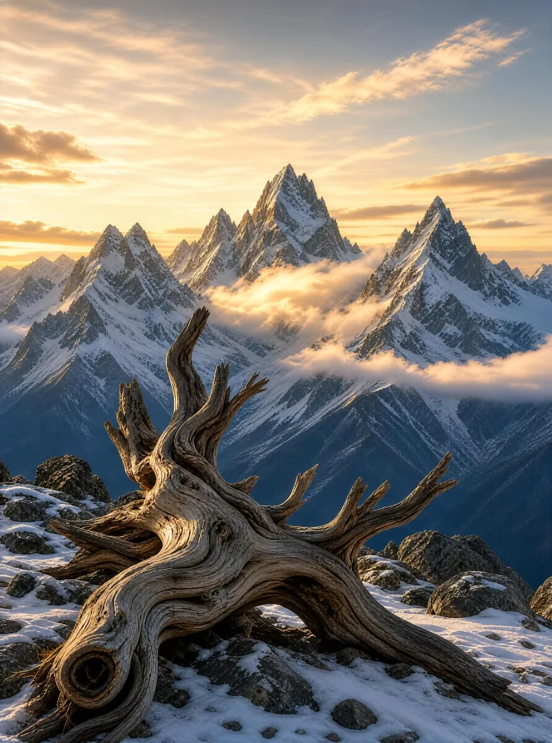 Majestic Mountain Landscape with Deadwood