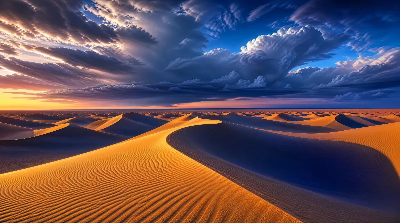 Golden Desert Dunes at Sunset