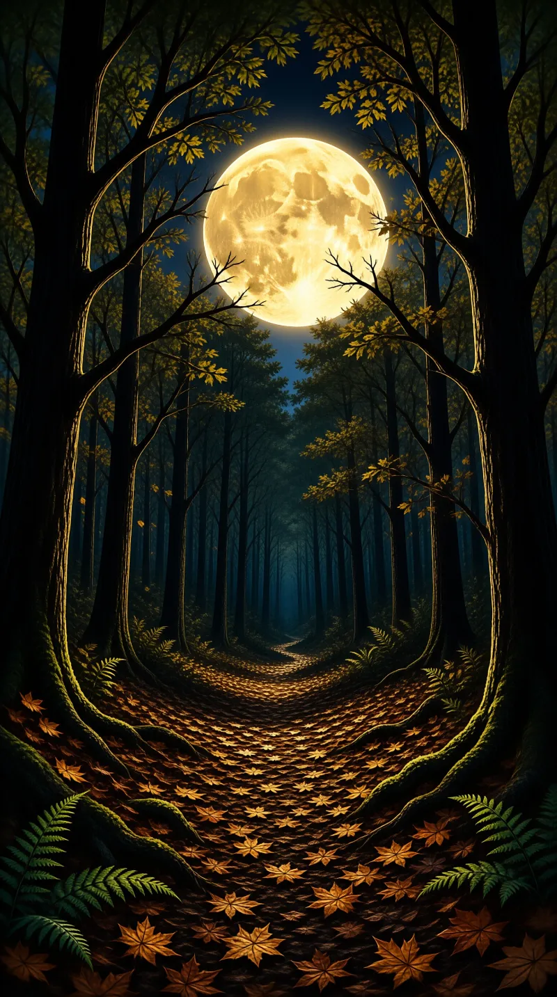 Moonlit Forest Path