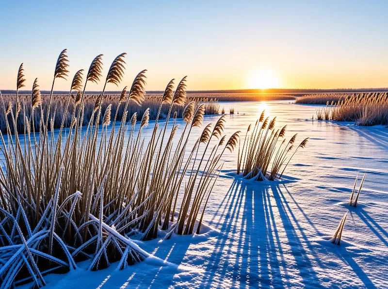 Winter Reeds at Sunrise