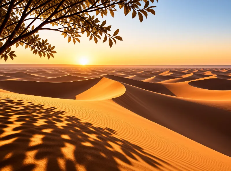 Golden Desert Dunes at Sunset