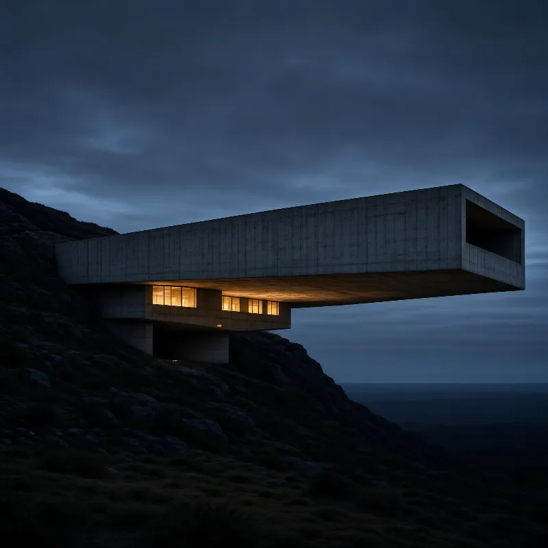 Modern Concrete House on Cliff